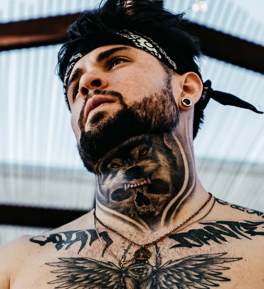 Man with Tattooed Neck and Chest Man with Tattooed Neck and Chest